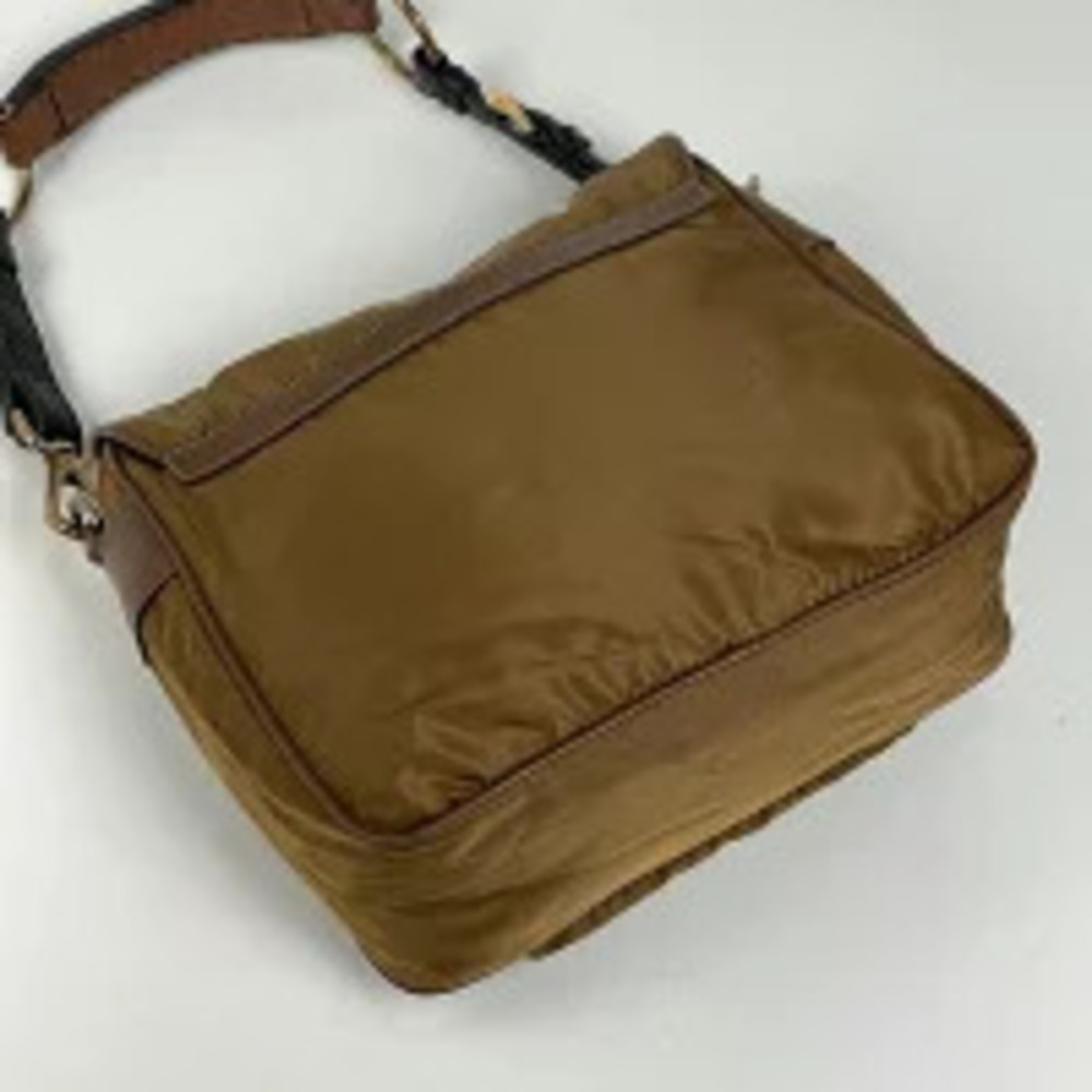 Prada Plate Shoulder Hobo Brown Bag Brown